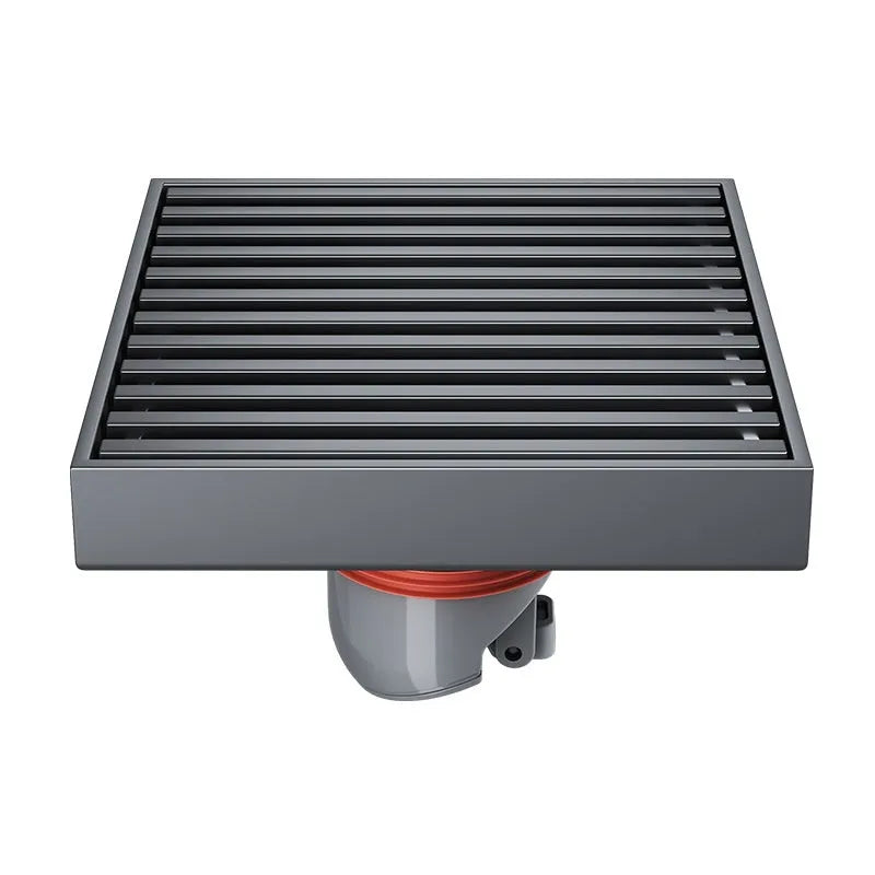 Gun grey 304 stainless steel courtyard deodorant floor drain, 15cm by 15cm.