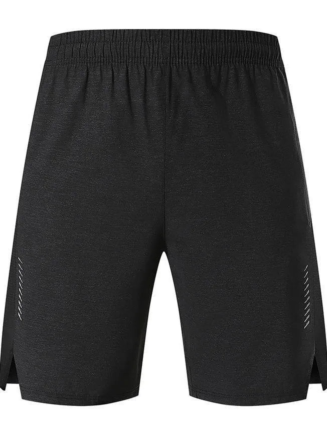 Men's forest green five-point spandex casual shorts on a mid-waist fit.