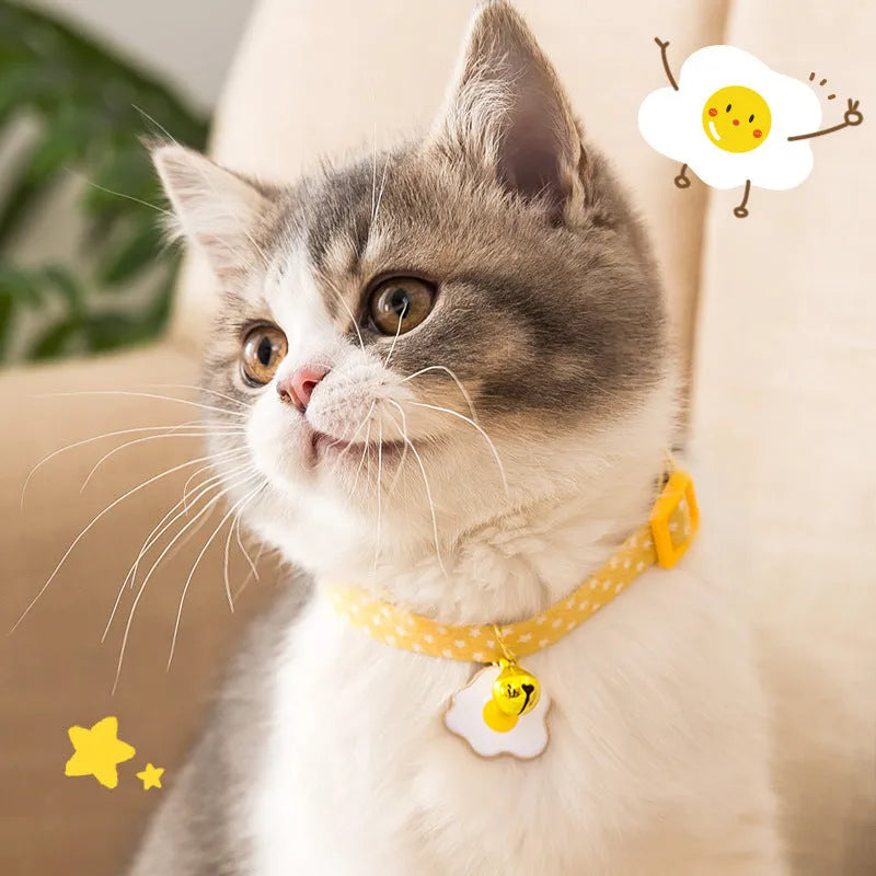 Adjustable cat collar with bell pendant and bow tie for small dogs