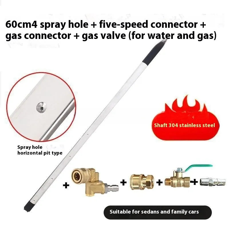 Stainless steel car water tank cleaning rod with three nozzles for radiator and condenser use