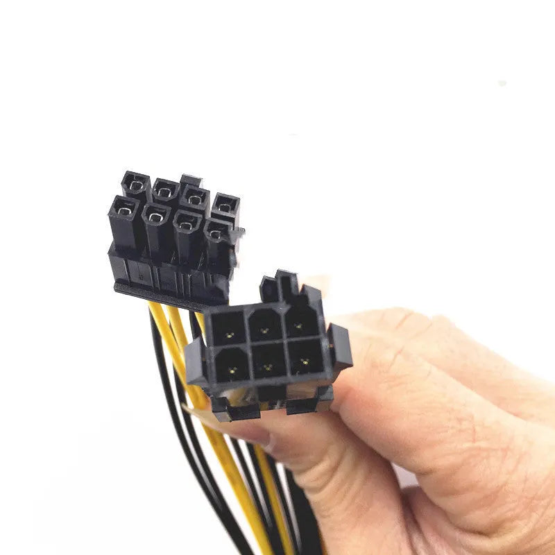 Black 20cm 6-pin to 8-pin graphics card power cable extension for PC builds