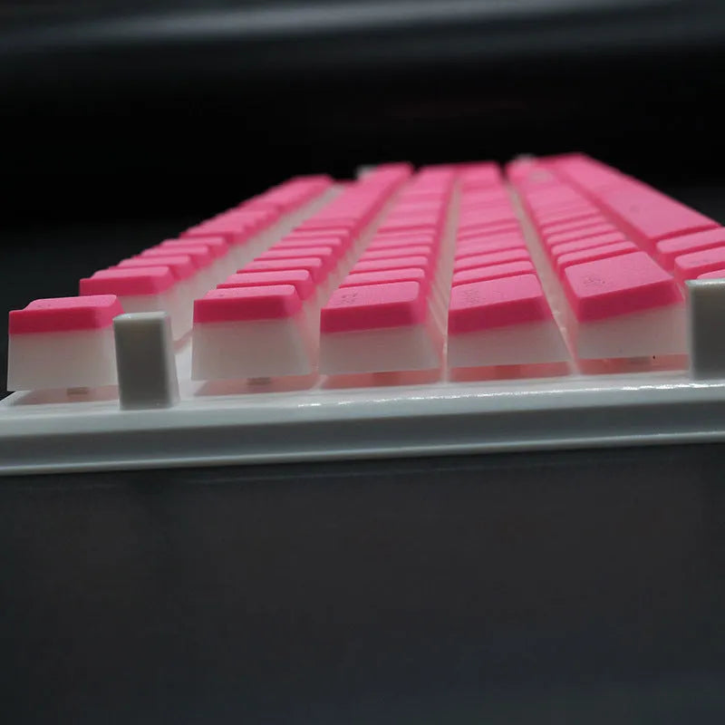 Set of 108 translucent PBT keycaps for mechanical keyboards in various colours on a white background.