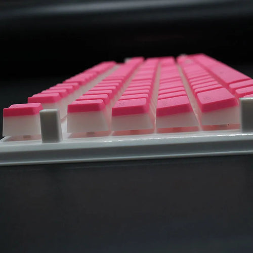 Set of 108 translucent PBT keycaps for mechanical keyboards in various colours on a white background.