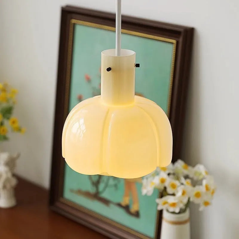 Medieval glass bud chandelier pendant light in retro style with tricolour lighting