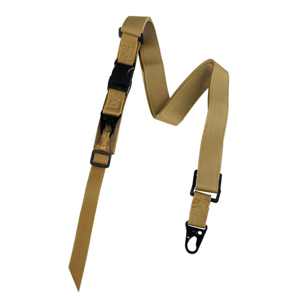 Nylon crossbody sling strap with alloy buckle and snap button in army green colour.
