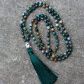 Natural agate bracelet with 108 geometric 6mm beads in blessing necklace format