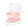Grey cat bowl with anti-spill cat ear edges and removable hanging cage attachment for pet enclosures