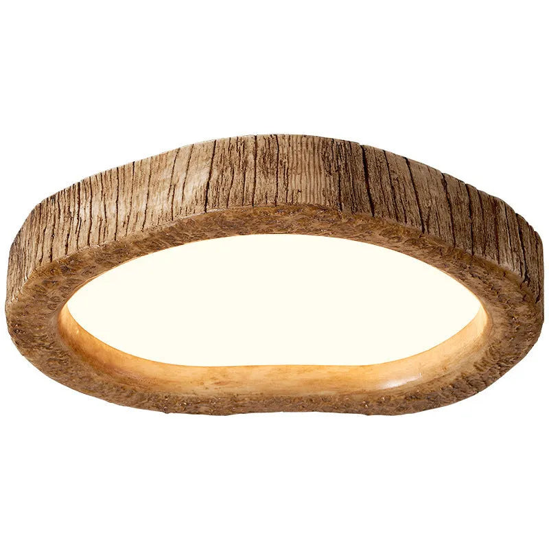 New Chinese style wood grain finish ceiling lamp for bedrooms in three round sizes.