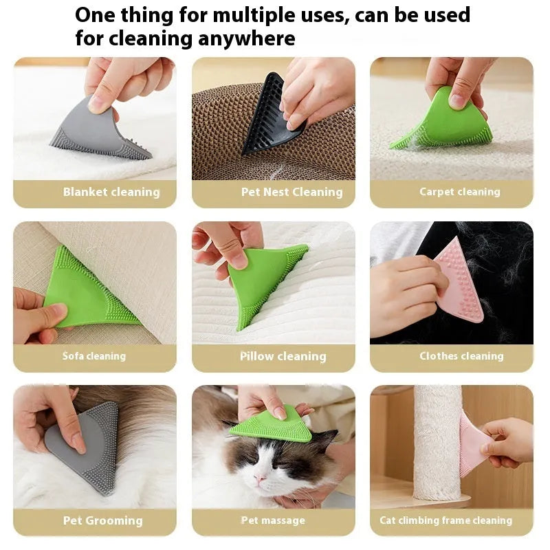 Pet hair scraper comb with PTE bristles for grooming animals and removing hair from clothing