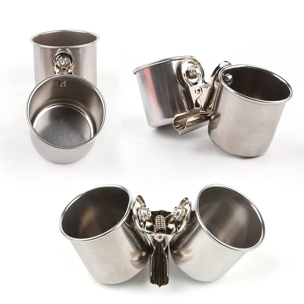 Stainless steel bird feeder for outdoor use in natural metallic colour.