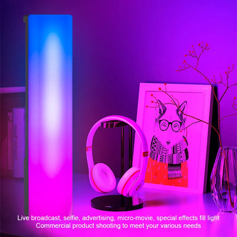 Black and white 3D RGB music-activated table lamp with USB cable