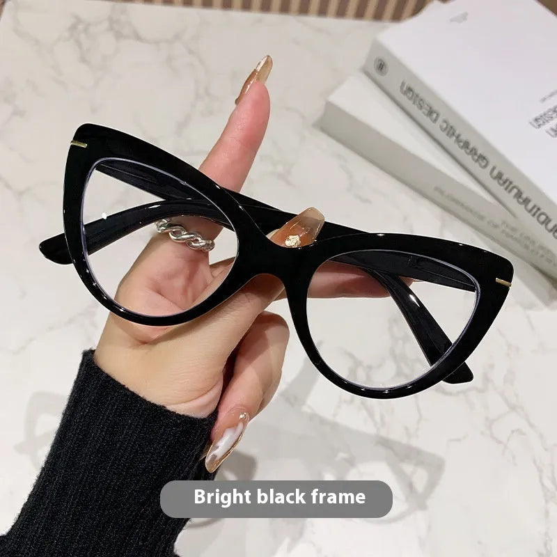 Women's large cat's eye reading glasses with dragon and phoenix decorations in floral or leopard print frame patterns