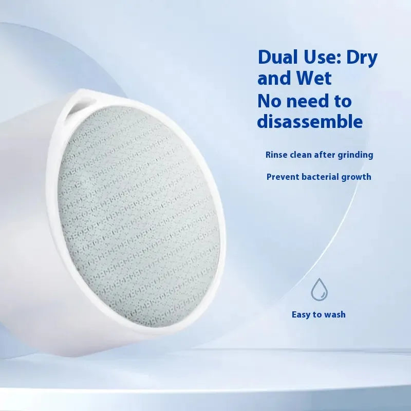 Nano glass 2-in-1 epilator and foot skin remover device in plastic body.