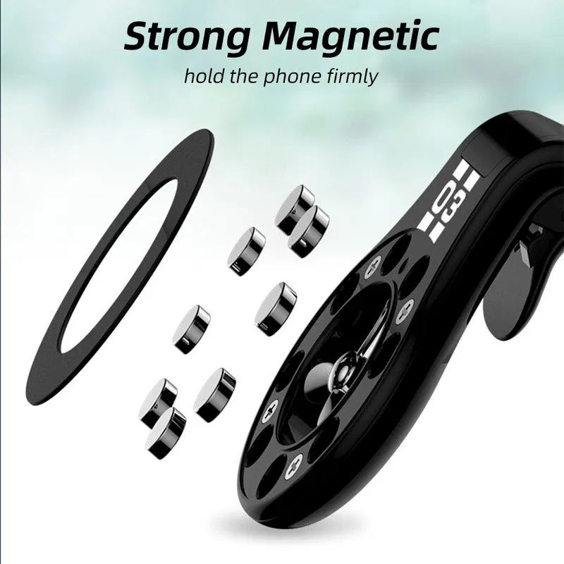 Magnetic car phone holder with air vent clip in black, blue, or red colours