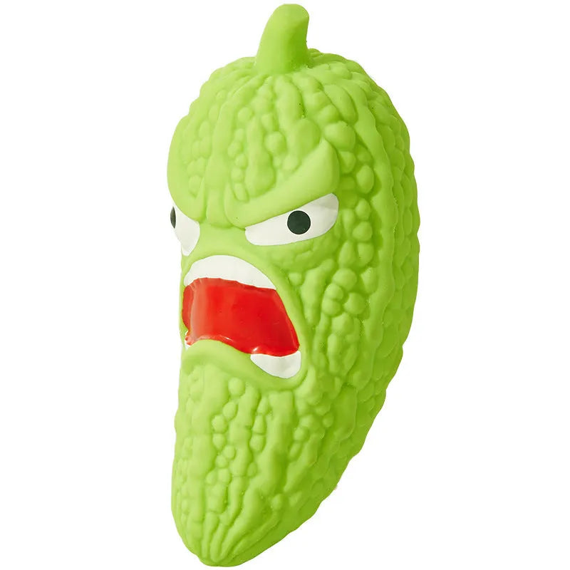 Bitter melon and chili shaped dog toys with pet sound and grinding teeth design