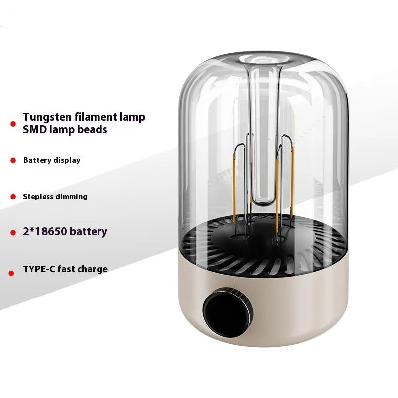 Camping ambience light with USB port and adjustable brightness control knob