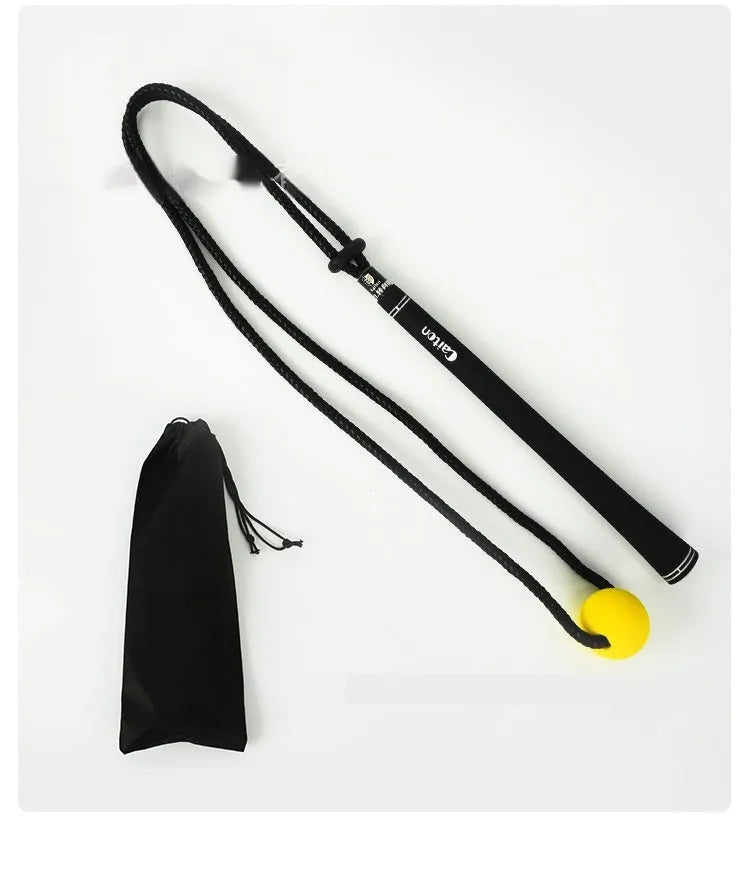 Black golf swing correction rope trainer with silicone elastic string for physical action practice