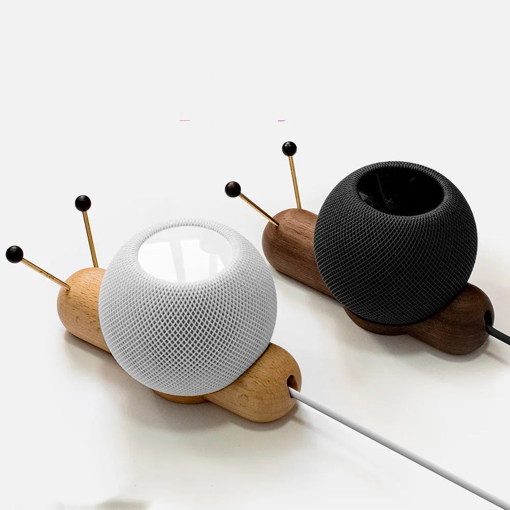 Khaki brown desktop non-slip bracket holding a smart Bluetooth speaker.