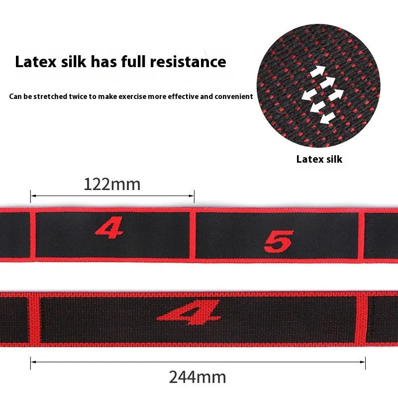 Yoga multi-section stretch strap in polyester cotton latex yarn for sports and fitness applications