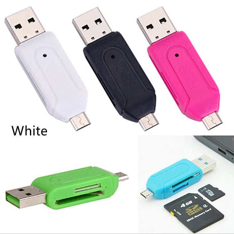 USB 2.0 OTG dual-purpose card reader for Android phones and computers in five colour options