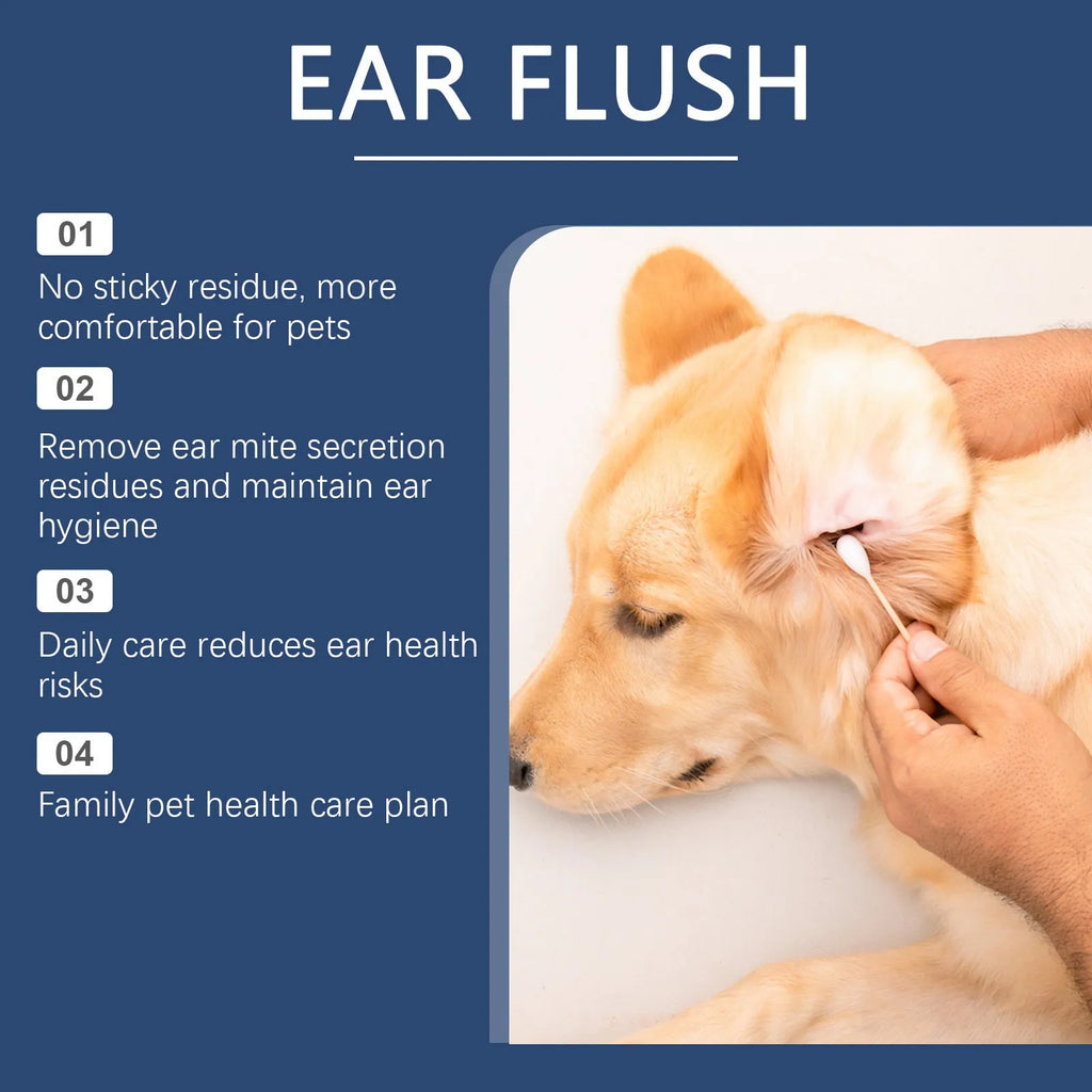 100ml bottle of dog and cat ear cleaner with applicator for gentle ear cleaning.