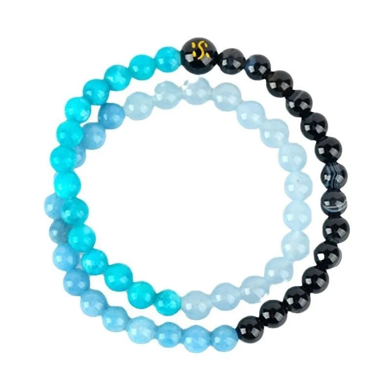 Handmade Duobao crystal double ring bracelet for women in five element colours.