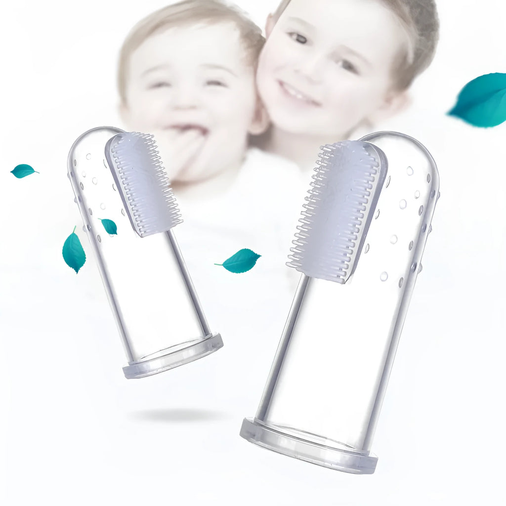 Transparent liquid silicone baby finger stall toothbrush for oral cleaning