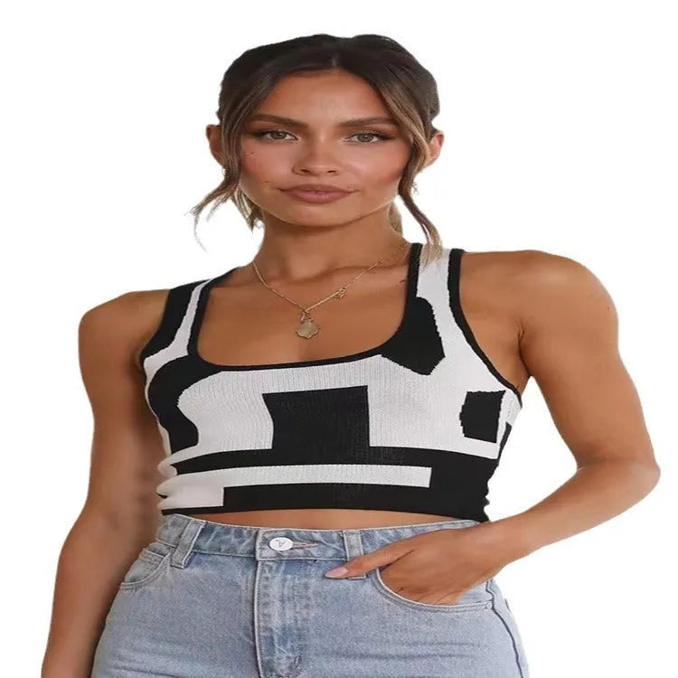 Women's U collar camisole vest in slim fit street fashion style available in multiple colours