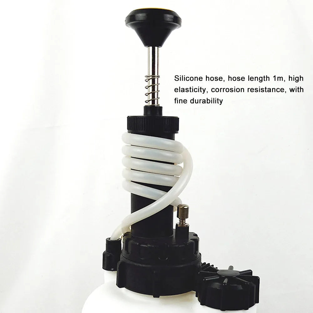 White 3-litre brake fluid tank replacement tool made of copper, iron, and plastic for car maintenance.