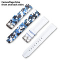 Green camouflage silicone watch strap with flat head lugs