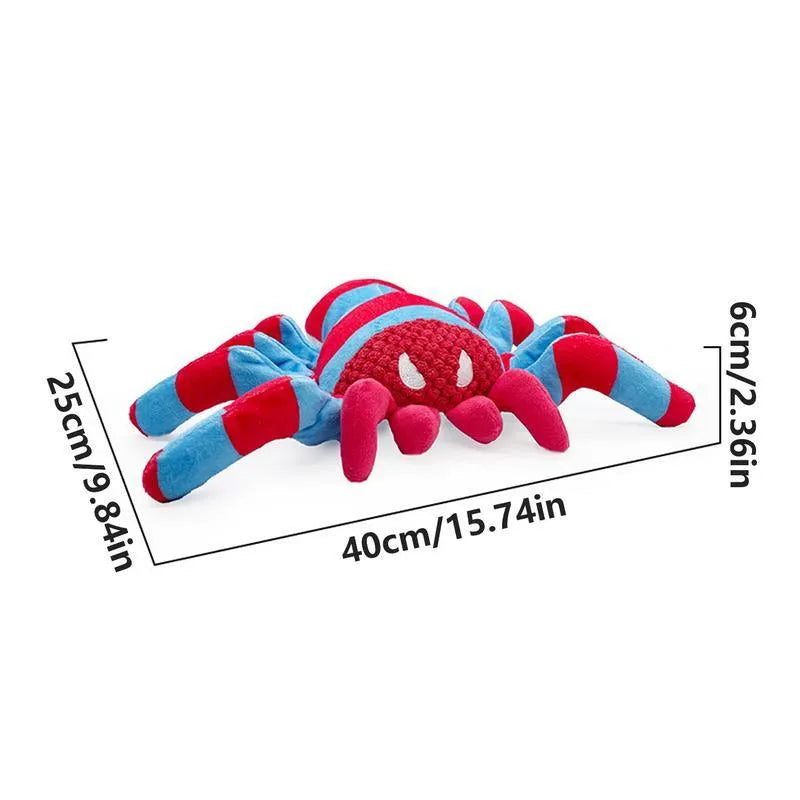 Red soft plush bite-resistant teddy dog toy with squeaker for medium and large breeds
