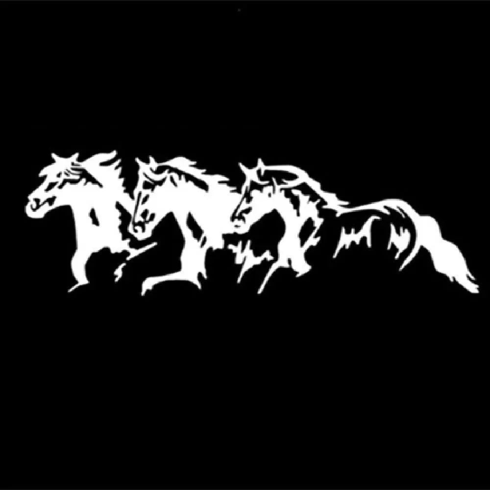 Three Horses automotive decal sticker showing steed design in four colour options