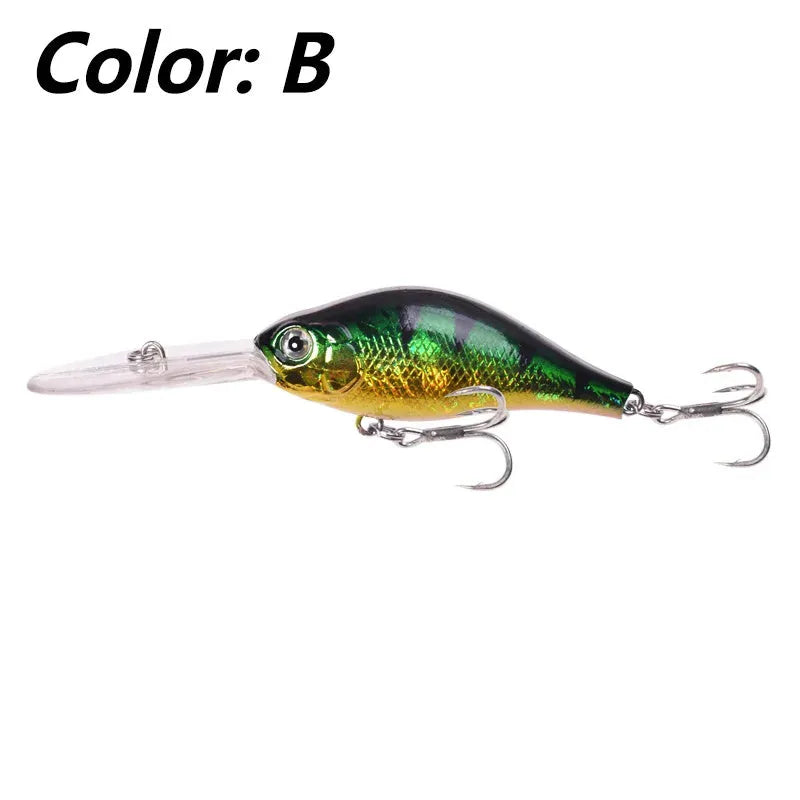 Floating Rock Little Fat Man hard mino fishing lure showing colour options and long diving lip.