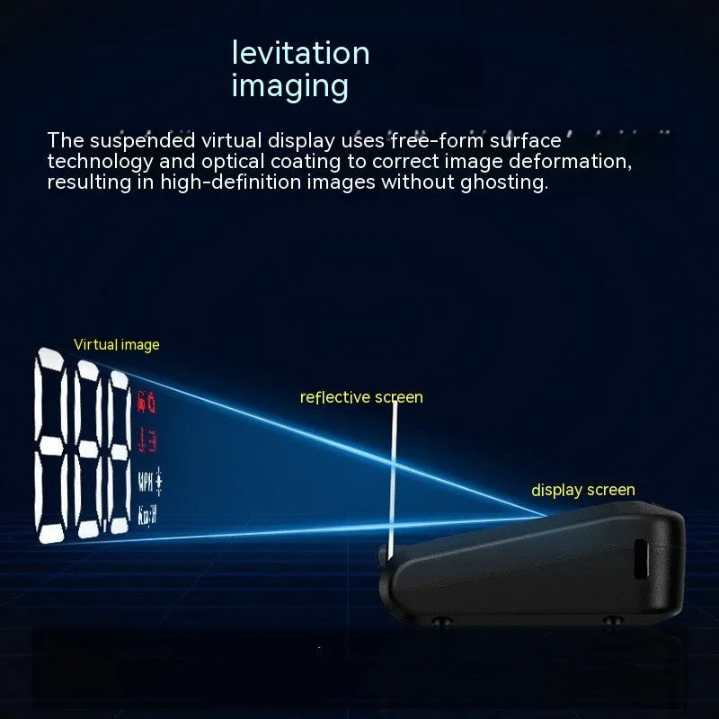 Black Car Mounted Display with 2.0 inch screen showing speed projection