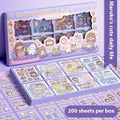 Children's sticker collection box with five themed designs including cute meatballs and interstellar team illustrations