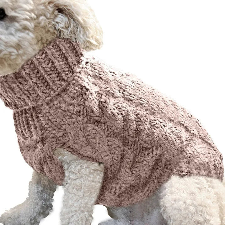Casual acrylic dog sweater for small and medium dogs in beige on a white background