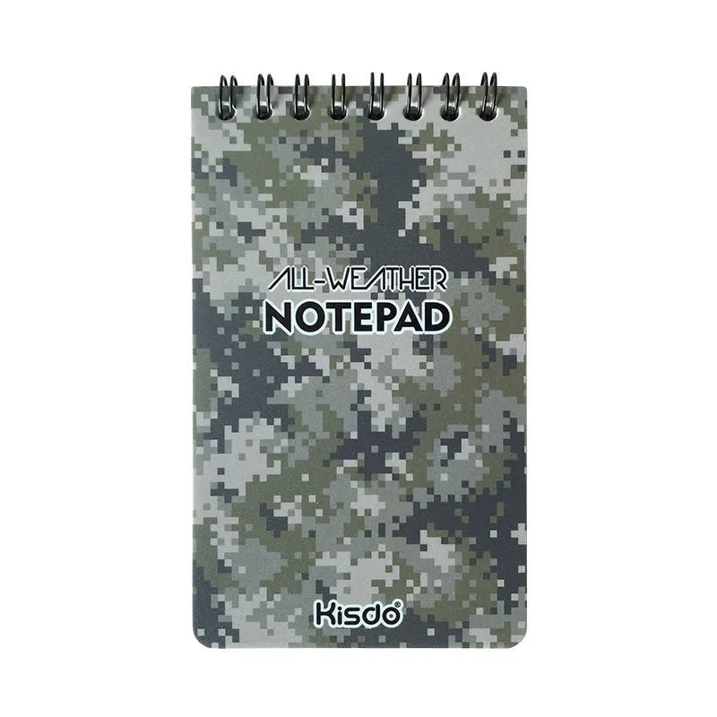 A5 waterproof spiral notepad with stone paper, PP cover, shown in camouflage colour