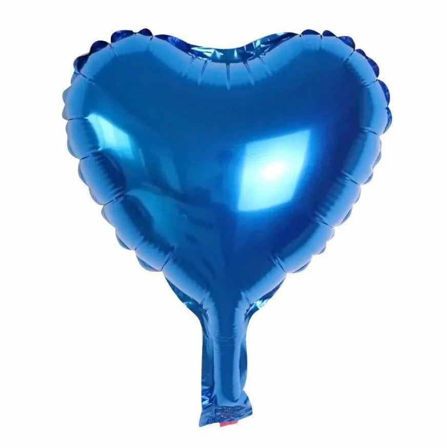 Pack of five metallic peach heart-shaped aluminum balloons in assorted colours.