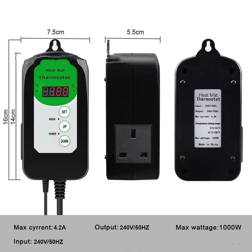 Household digital temperature controller with LED display showing temperature reading
