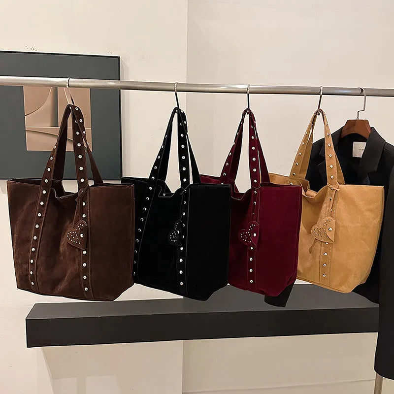 PU women's tote bag with double shoulder straps in horizontal square design