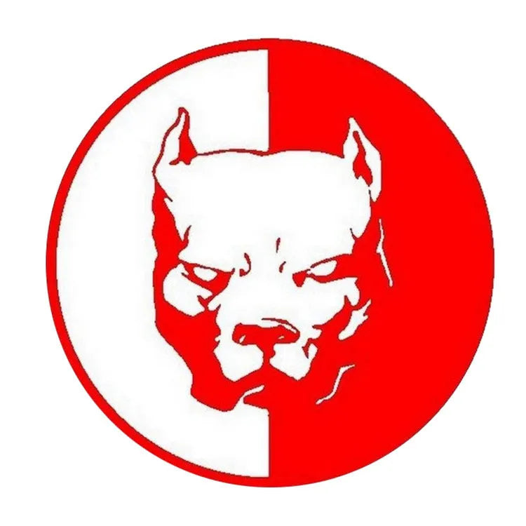 Reflective superhero bulldog car sticker in black, white or red colours, 12x12cm dimensions