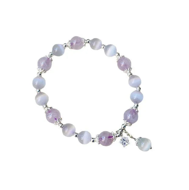 Opal amethyst crystal bracelet with moon shape over 20mm, handcrafted women's jewellery