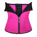 Neoprene belly band corset in black, shown flat, with hook-and-loop closure.
