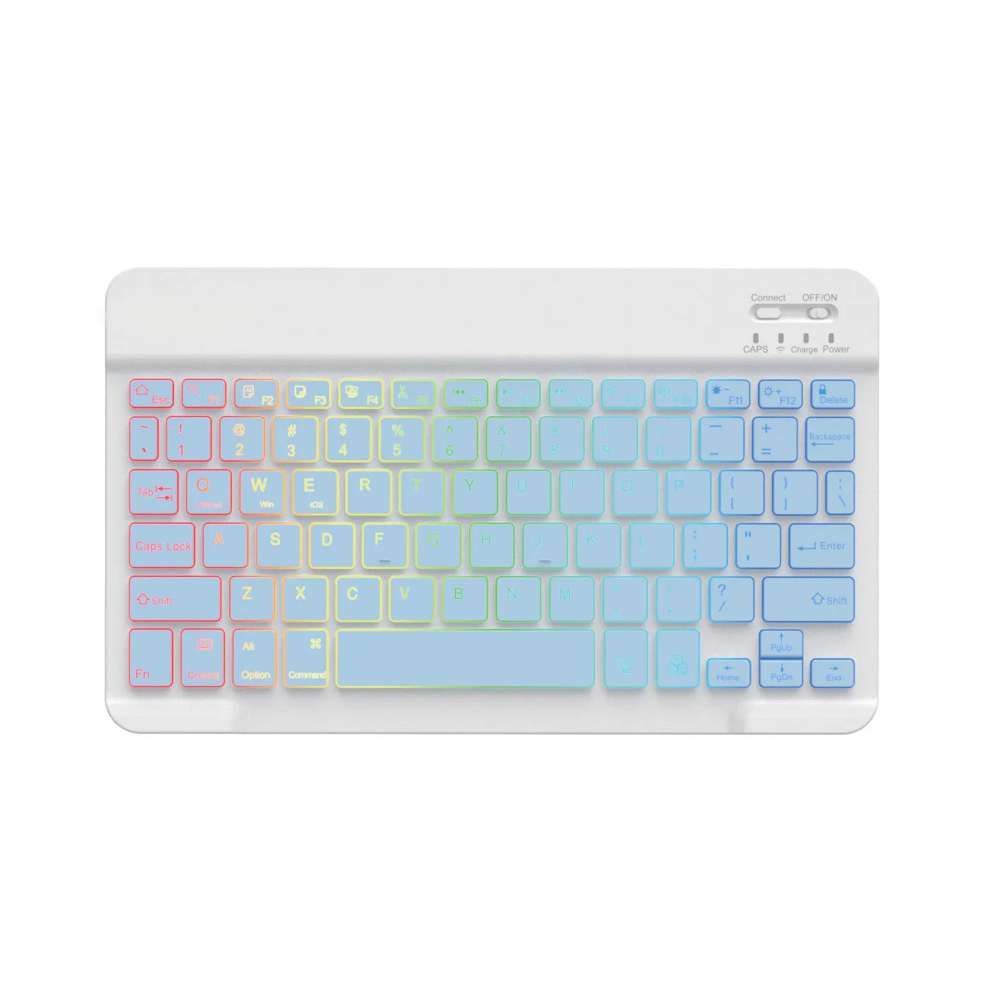 10-inch backlit Bluetooth keyboard with colourful light options for mobile phone and tablet connection