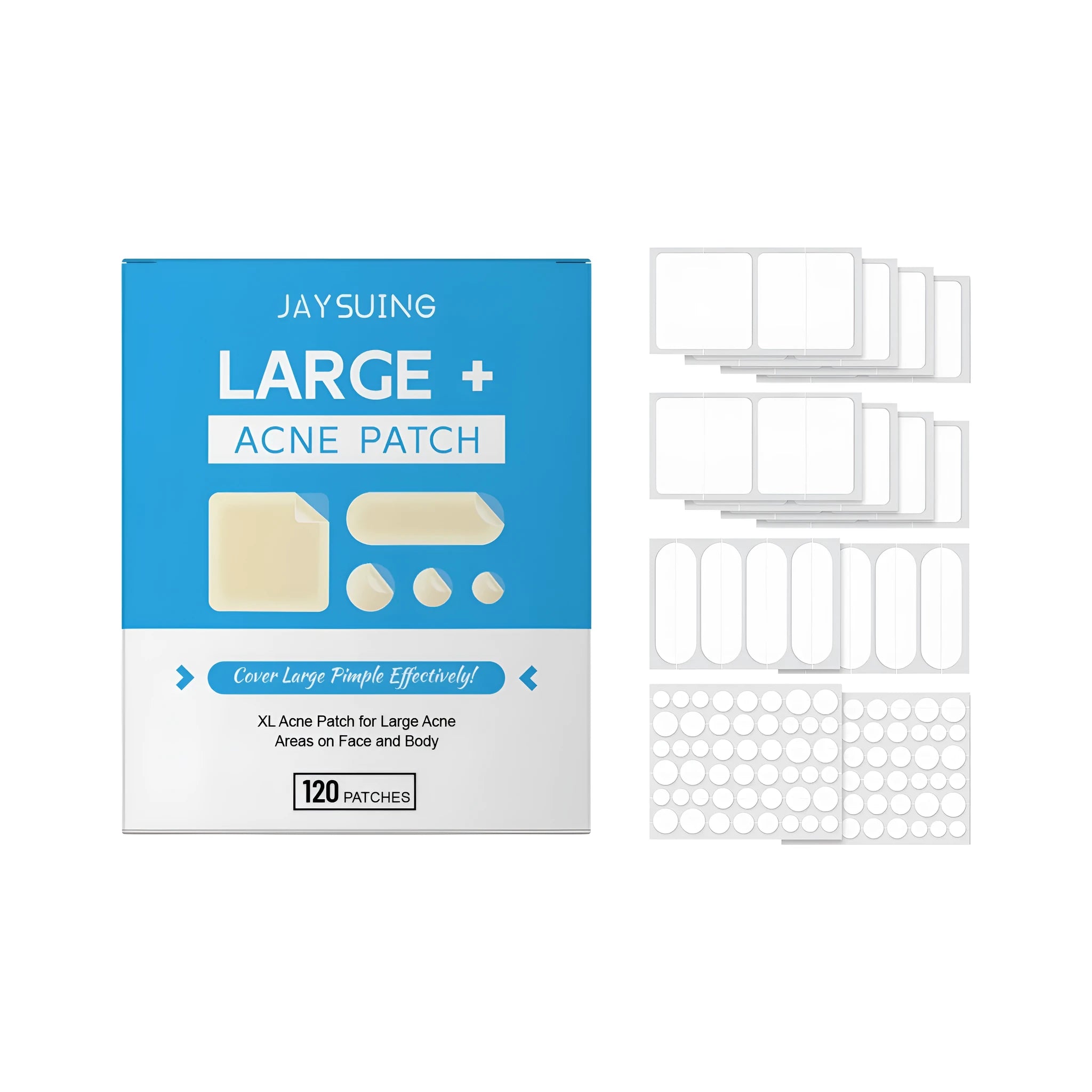 A pack of 120 clear acne patches for spot treatment with tea tree oil and mint.