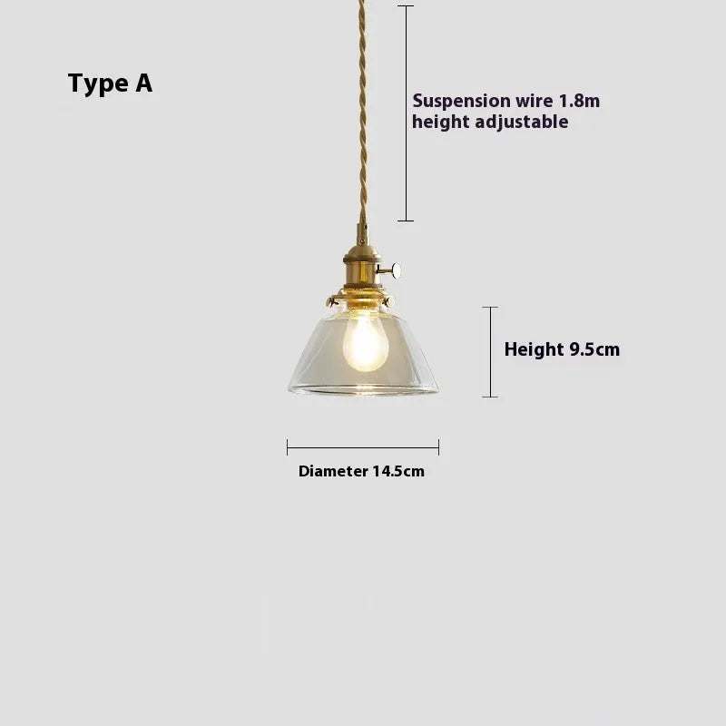 American retro style bedside droplight pendant lamp with warm light