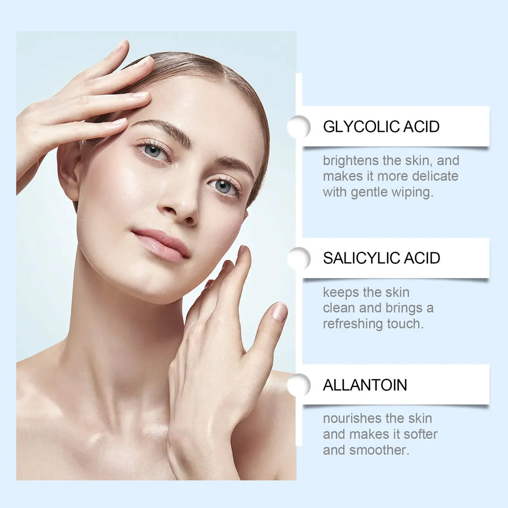 Glycolic Acid Cutin Cotton Cloth Mild skincare treatment with 60 pre-soaked pads