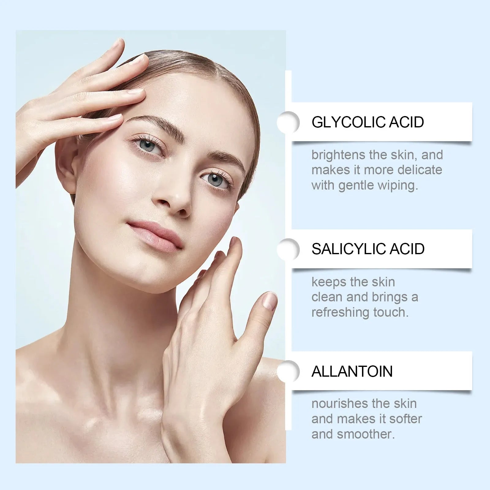 Glycolic Acid Cutin Cotton Cloth Mild skincare treatment with 60 pre-soaked pads
