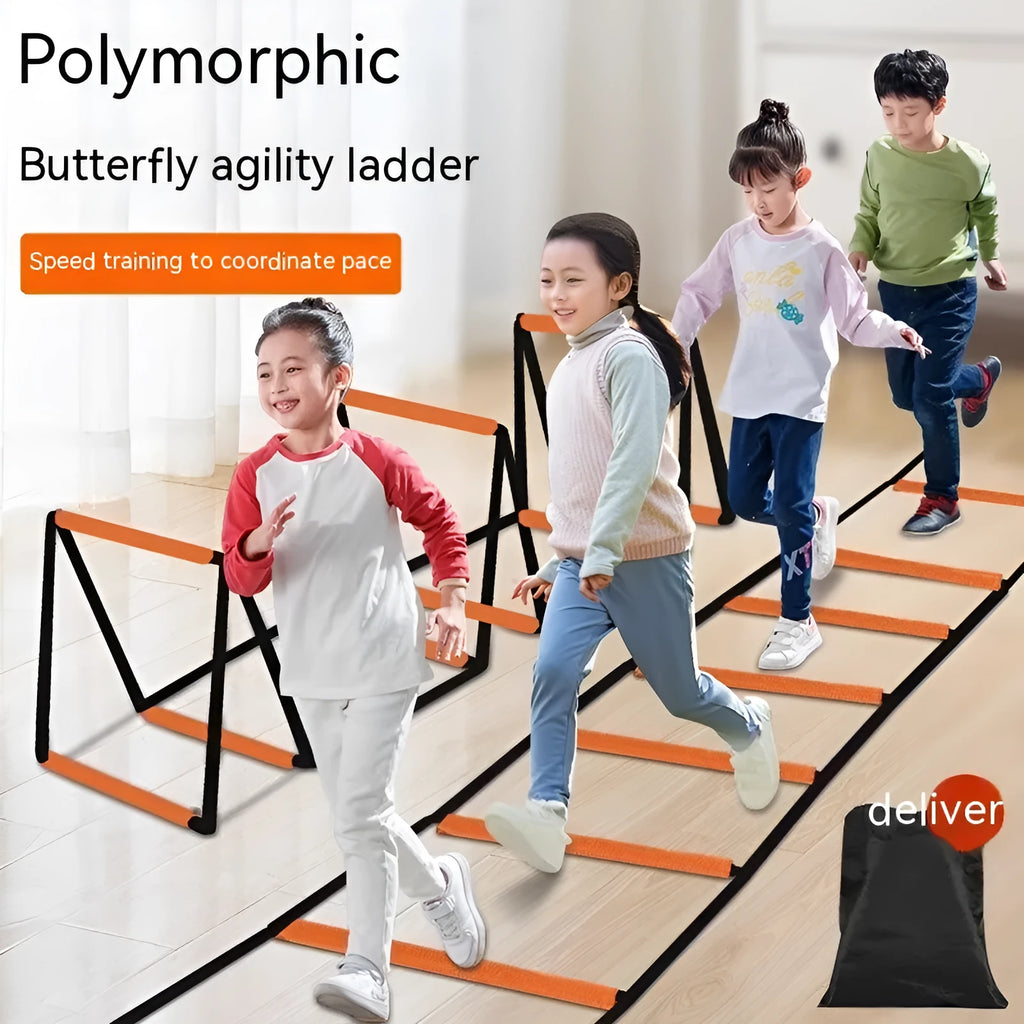 Plastic butterfly agility ladder with jump grid for children's physical fitness training