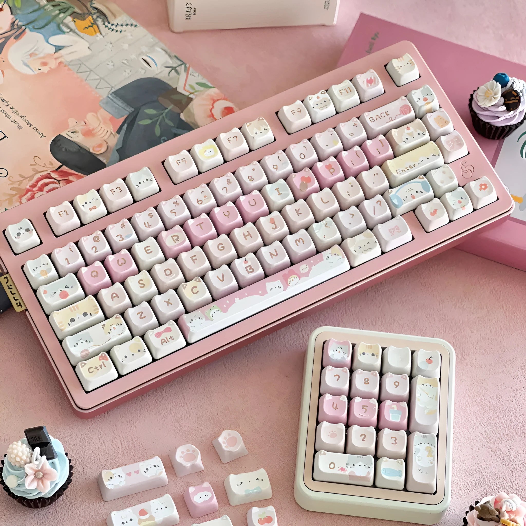 141-key mechanical keyboard keycap set with dye sublimation printing on five sides